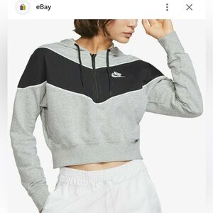 Nike Black and Gray Half-Zip Hoodie